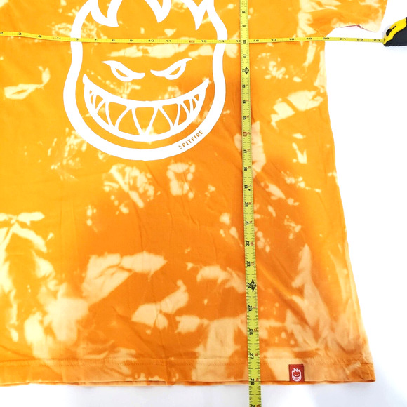 Spitfire SIZE M Womens Unisex Orange Tie Dye LOGO T-Shirt Short Sleeve FLAW - Picture 12 of 14